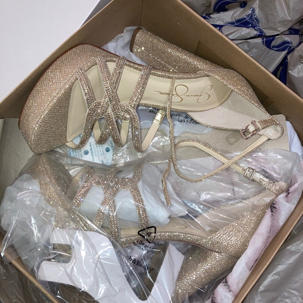 Sachin + Babi Gold Glitter Heels